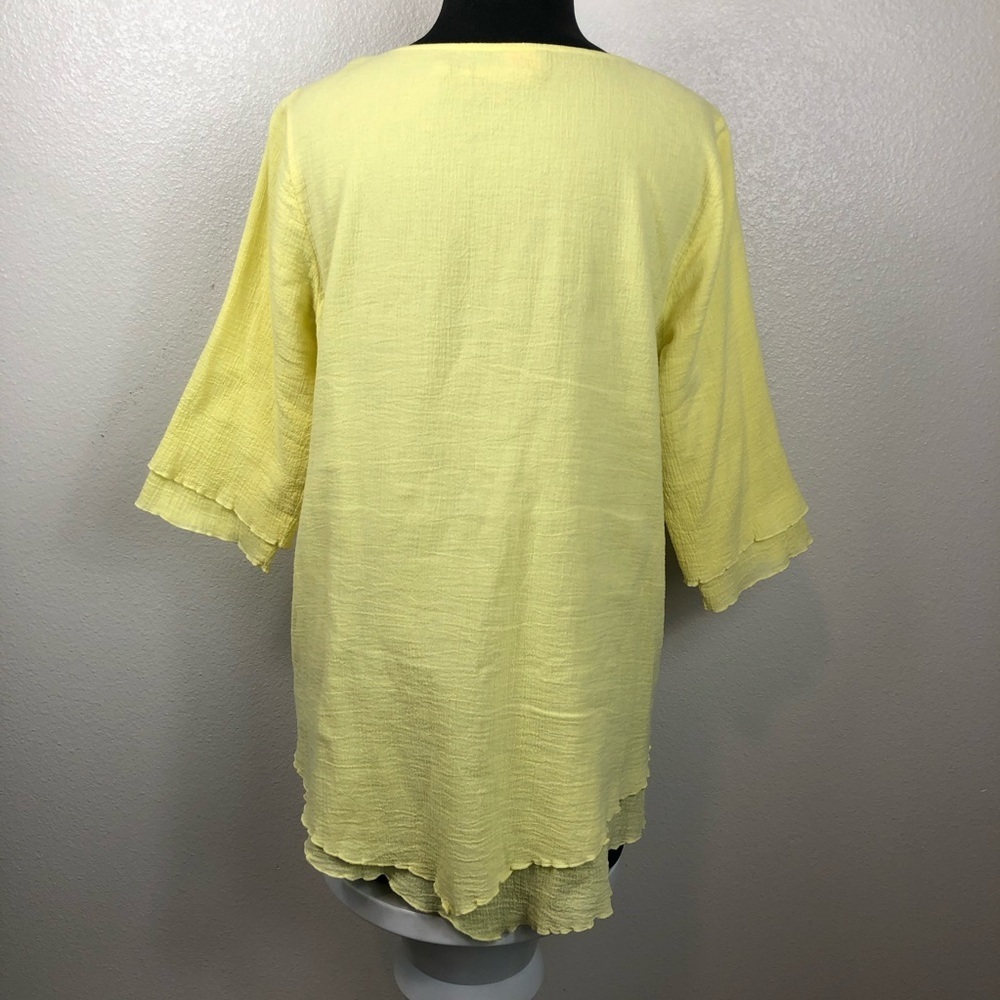 Soft Surroundings Siesta Key Tunic Top Size Medium Yellow Gauze Cotton - Picture 3 of 11